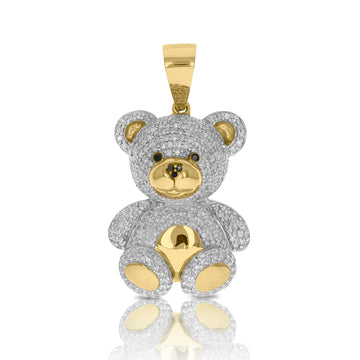 Teddy Bear Pendant Necklace 10K Gold and Diamonds